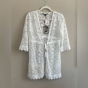 Spiaggia Dolce white lace cover up size small new